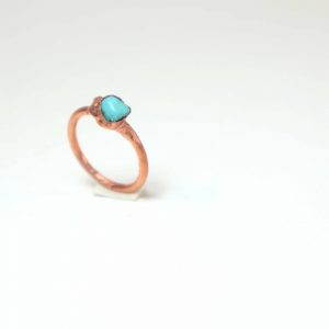 Ring Patina on Copper with Raw Turquoise Gemstone