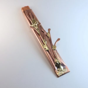 Mezuzah Copper Case with Copper Shin and Brass Accent 6 1/2″ Long for Hanukkah, Weddings, Anniversaries, Bar Bat Mitzvahs and Housewarmings