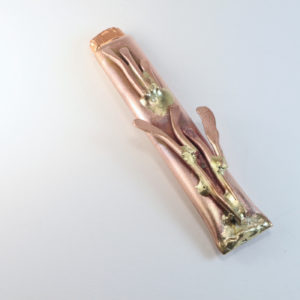 Mezuzah Copper Case and Shin with Brass Accents 4 3/4" Long for Hanukkah, Weddings, Anniversaries, Bar Bat Mitzvahs and Housewarmings.