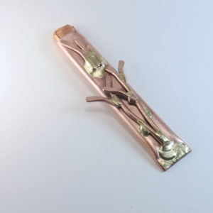 Mezuzah Copper Case and Shin with Brass Accents 5 1/2" Long for Hanukkah, Weddings, Anniversaries, Bar Bat Mitzvahs and Housewarmings.