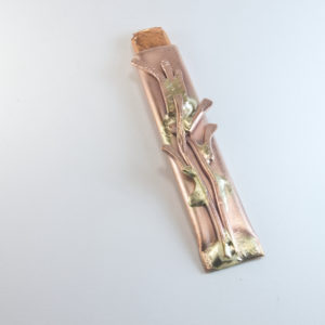 Mezuzah Copper Case and Shin with Brass Accents 6.5″ Long for Hanukkah, Weddings, Anniversaries, Bar Bat Mitzvahs and Housewarmings.