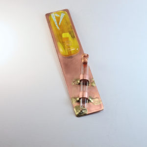 Mezuzah Copper Case with Fused Glass Shin and Accent