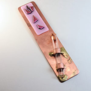 Mezuzah Copper Case with Fused Glass Shin and Accent