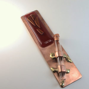 Mezuzah Copper Case with Fused Glass Shin and Accent.