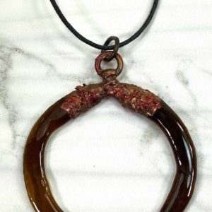 Copper With Chocolate Brown Recycled Fused Glass Necklace Pendant Gift For Mom, Dad, For Birthday, Graduation, Wedding, Anniversary.