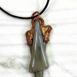 The listing is for one copper pendant with 19" black cord necklace with Fused Glass, finished with natural patina which results in a raw and more organic look.