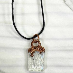 Copper With .999 Investment Grade Fine Silver Imbedded In Fused Glass Necklace Pendant Gift For Mom, Dad, For Birthday, Graduation, Wedding, Anniversary.