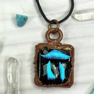 Copper With Fused Glass Chai Necklace Pendant Gift For Mom, Dad, For Birthday, Graduation, Wedding, Anniversary.